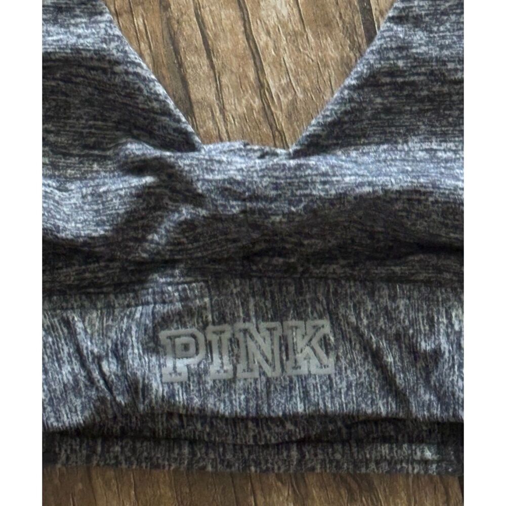 Victoria's Secret Pink Ultimate Sports Bra Halter Top Small S Grey Black - Picture 3 of 4
